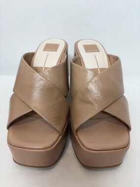 Dolce Vita Tan Platform Crisscross Slide Mules